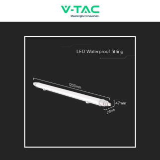 VT-80120 Tubo LED 36W 120cm Plafoniera Lineare Linkabile IP65 V-Tac