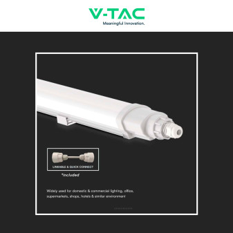 VT-80120 Tubo LED 36W 120cm Plafoniera Lineare Linkabile IP65 V-Tac