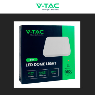 VT-8624 Plafoniera LED Quadrata 24W SMD IP44 Colore Bianco V-Tac
