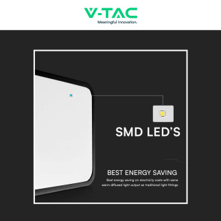 VT-8624 Plafoniera LED Quadrata 24W SMD IP44 Colore Nero V-Tac