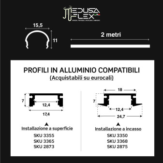 Medusaflex Aequorea Copertura Nero Fume per Profilo in Alluminio