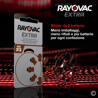Rayovac Misura 312 Batterie per Apparecchi Acustici Blister 8 pile