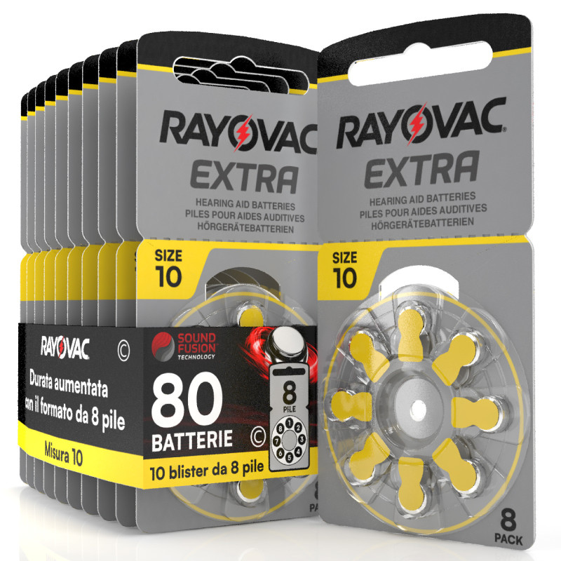 Rayovac Misura 10 80 Batterie per Apparecchi Acustici Blister 8 pile