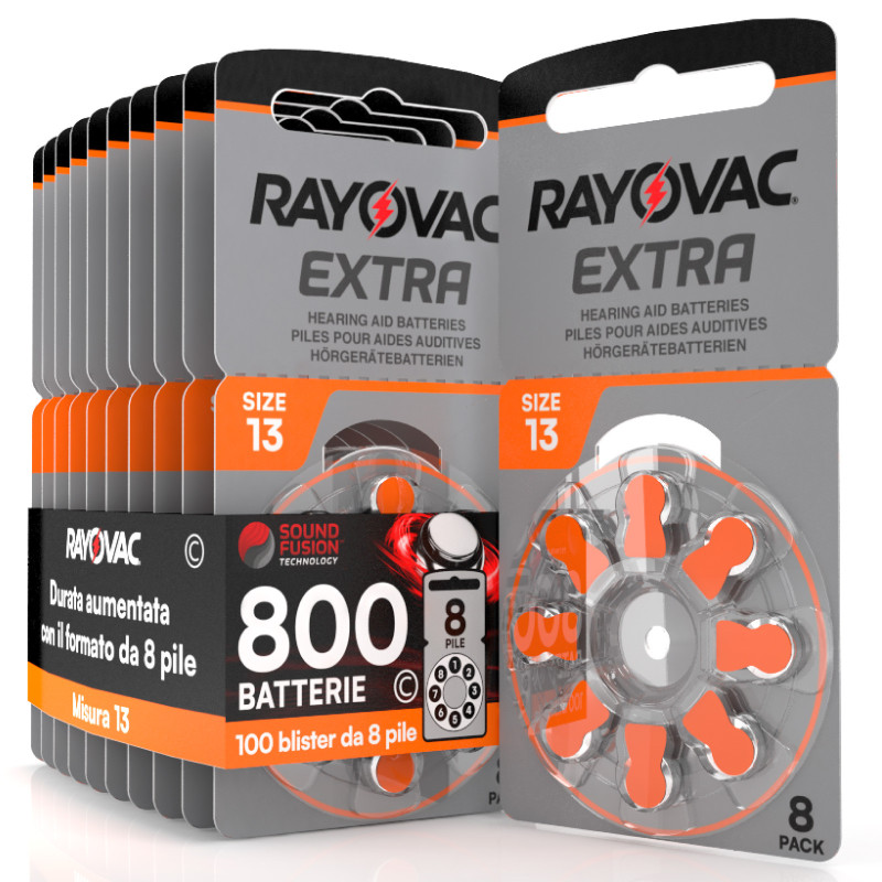 Rayovac Misura 13 800 Batterie per Apparecchi Acustici 10 blister 8 pile