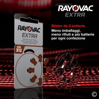 Rayovac Misura 312 800 Batterie per Apparecchi Acustici 100 blister 8 pile