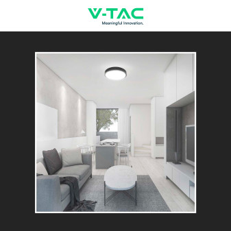 VT-8618 Plafoniera LED Rotonda 18W SMD IP44 Colore Nero V-Tac