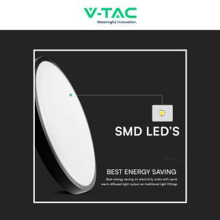VT-8618 Plafoniera LED Rotonda 18W SMD IP44 Colore Nero V-Tac