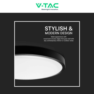 VT-8624 Plafoniera LED Rotonda 24W SMD IP44 Colore Nero V-Tac