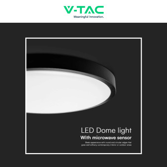 VT-8618S Plafoniera LED Rotonda 18W SMD IP44 Colore Nero V-Tac
