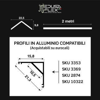 Medusaflex Cubo Copertura Milky per Profilo Angolare in Alluminio