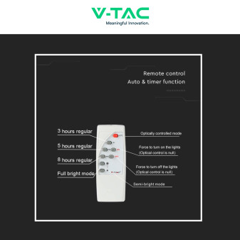 VT-25W Faro LED 12W IP65 Pannello Solare Telecomando V-Tac