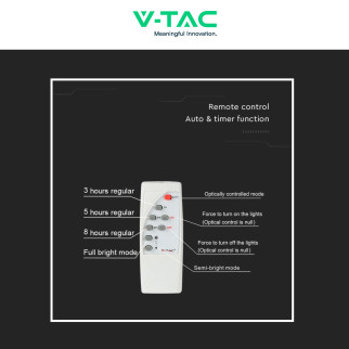 VT-25W Faro LED 12W IP65 Pannello Solare Telecomando V-Tac
