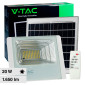 V-Tac VT-60W Faro LED Floodlight 20W IP65 Colore Bianco con Pannello Solare e Telecomando - SKU 10408 / 10409