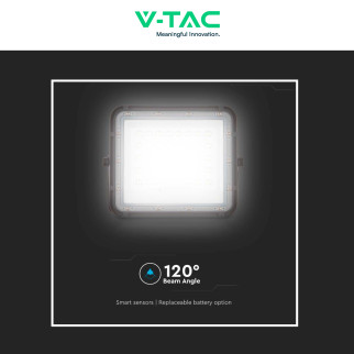 VT-80W Faro LED 10W IP65 Nero Pannello Solare e Telecomando V-Tac