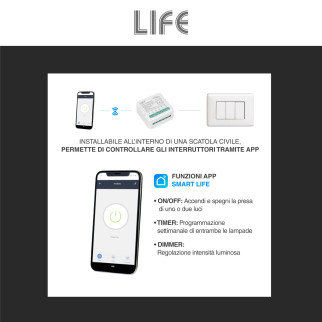 Modulo Relè Smart 2CH ricevitore Interruttore Wi-Fi 2.4 GHz Smart Life