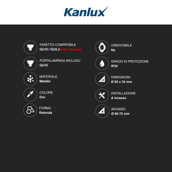 Acquista Kanlux ARGUS II CT-2114-G Portafaretto Rotondo da incasso
