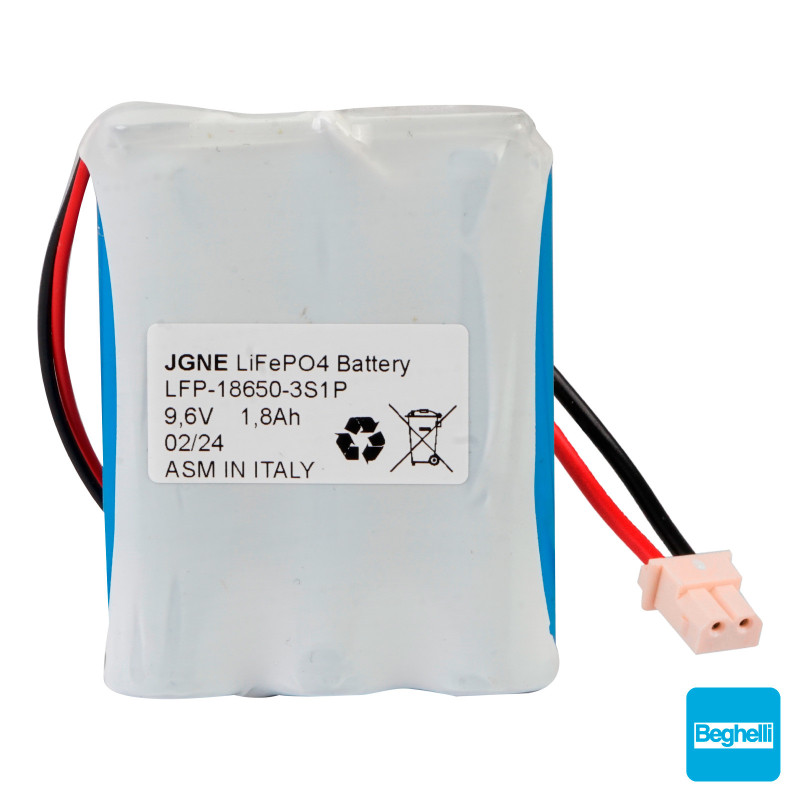 Batteria LiFePO4 9,6V 1,8Ah Connettore Molex Compatibile Beghelli