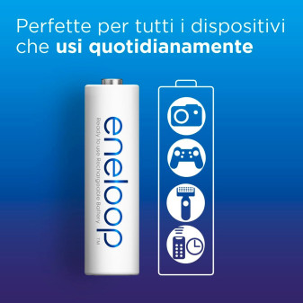 Batterie Ricaricabili 2000mAh HR6 Stilo AA Mignon 1.2V - 4pz Eneloop