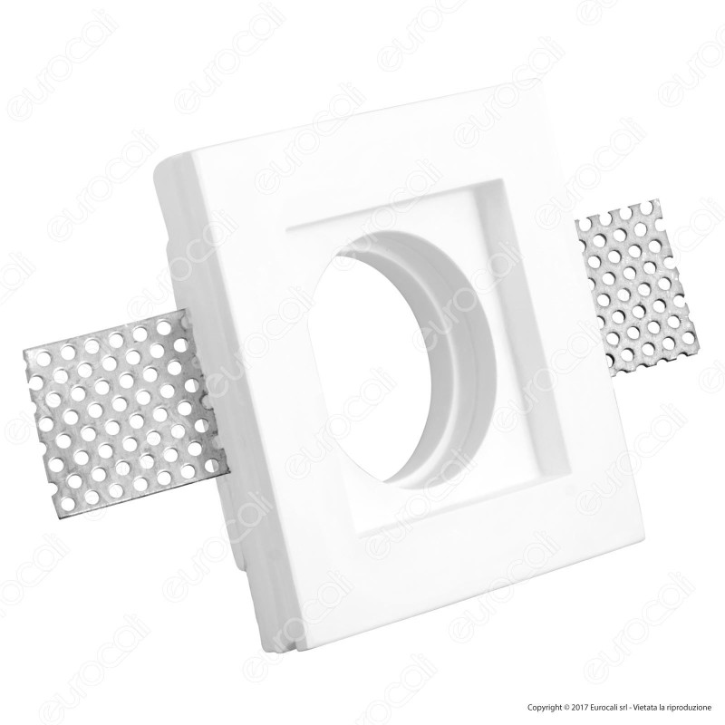 Portafaretto Quadrato da Incasso in Gesso per Lampadine GU10 e GU5.3