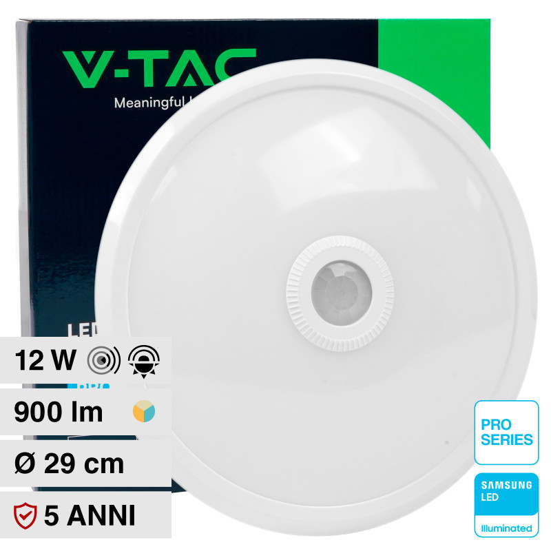 VT-13CCT Plafoniera 3in1 LED Rotonda 12W SMD Chip Samsung V-Tac Pro