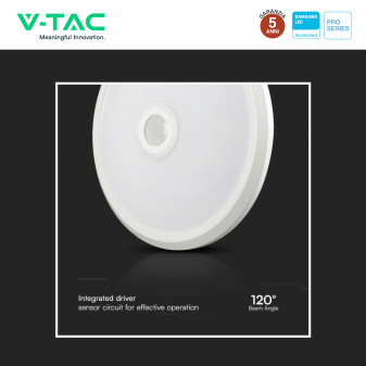VT-13CCT Plafoniera 3in1 LED Rotonda 12W SMD Chip Samsung V-Tac Pro