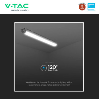 VT-12035 Tubo LED Plafoniera GT Series 36W SMD Linkabile IP65 V-Tac