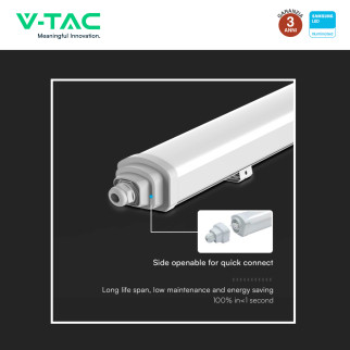 VT-12049 Tubo LED Plafoniera GT Series 48W SMD Linkabile IP65 V-Tac