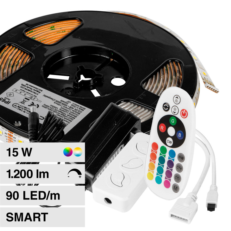 VT-5050 Striscia LED 15W Flessibile RGB+W IP65 12V 5m V-Tac