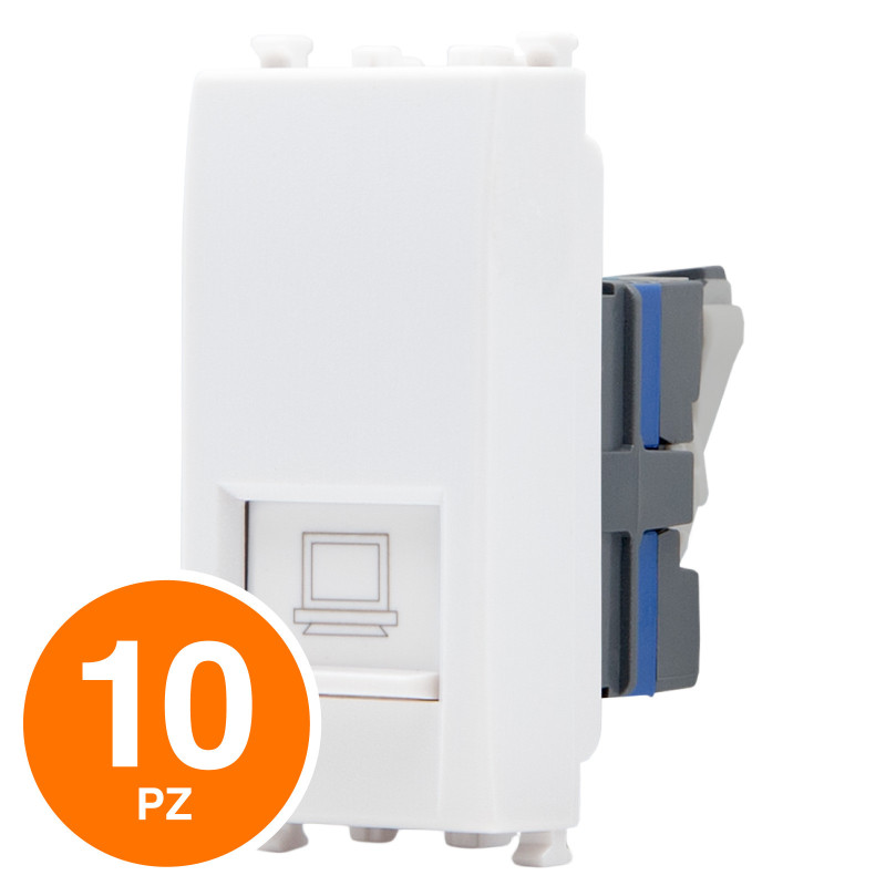 MAPAM Connettore Rete RJ45 CAT 6 Sun-T5 SUN-F927BI Bianco - Confezione 10pz - mod. SUN-F927BI - Compatibile con Vimar ARKÉ