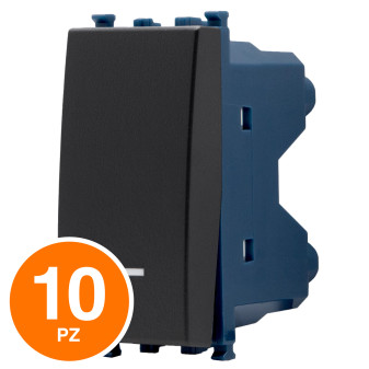 MAPAM Deviatore Unipolare Spia Sun-T5 SUN-F963NE Nero - Confezione 10pz - mod. SUN-F963NE - Compatibile con Vimar ARKÉ