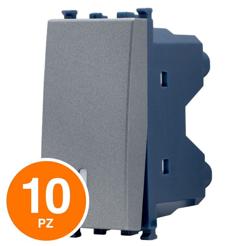 MAPAM Deviatore Unipolare Sun-T5 SUN-F903GR Grigio - Confezione 10pz - mod. SUN-F903GR - Compatibile con Vimar ARKÉ