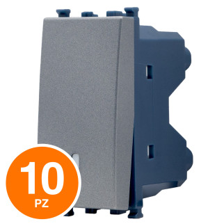 MAPAM Deviatore Unipolare Sun-T5 SUN-F903GR Grigio - Confezione 10pz - mod. SUN-F903GR - Compatibile con Vimar ARKÉ