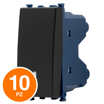 MAPAM Deviatore Unipolare Sun-T5 SUN-F903NE Nero - Confezione 10pz - mod. SUN-F903NE - Compatibile con Vimar ARKÉ