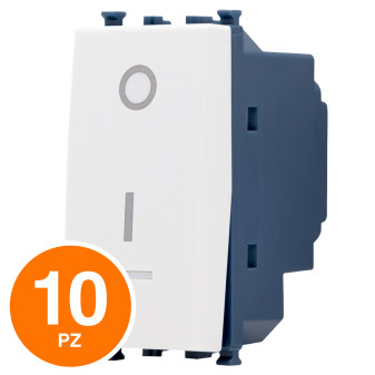 MAPAM Interruttore Bipolare Spia Sun-T5 SUN-F962BI Bianco - Confezione 10pz - mod. SUN-F962BI - Compatibile con Vimar ARKÉ