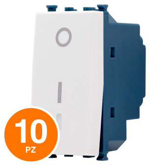 MAPAM Interruttore Bipolare Sun-T5 SUN-F902BI Bianco - Confezione 10pz - mod. SUN-F902BI - Compatibile con Vimar ARKÉ
