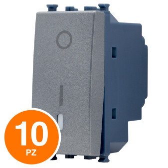 MAPAM Interruttore Bipolare Sun-T5 SUN-F902GR Grigio - Confezione 10pz - mod. SUN-F902GR - Compatibile con Vimar ARKÉ