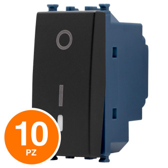 MAPAM Interruttore Bipolare Sun-T5 SUN-F902NE Nero - Confezione 10pz - mod. SUN-F902NE - Compatibile con Vimar ARKÉ