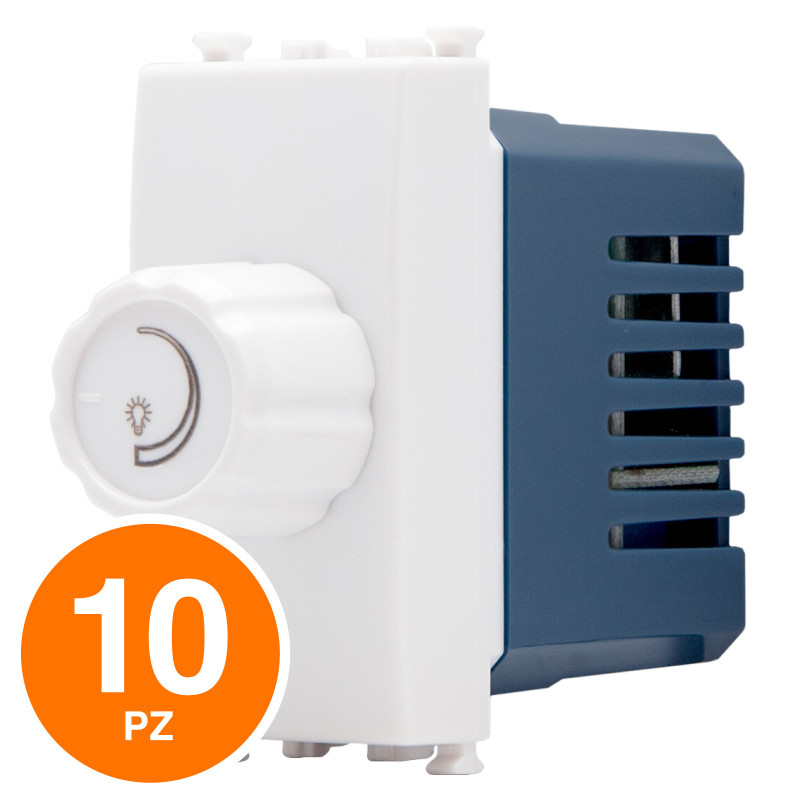 MAPAM Interruttore Dimmer Sun-T5 SUN-F906BI Bianco - Confezione 10pz - mod. SUN-F906BI - Compatibile con Vimar ARKÉ