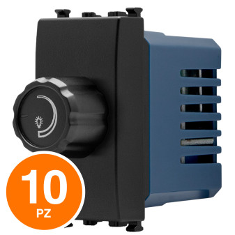 MAPAM Interruttore Dimmer Sun-T5 SUN-F906NE Nero - Confezione 10pz - mod. SUN-F906NE - Compatibile con Vimar ARKÉ