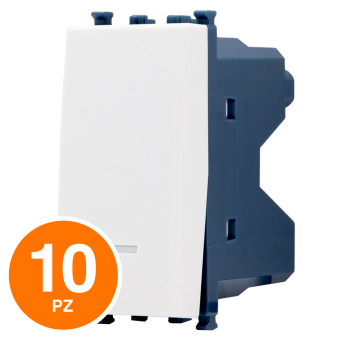 MAPAM Interruttore Unipolare Spia Sun-T5 SUN-F961BI Bianco - Confezione 10pz - mod. SUN-F961BI - Compatibile con Vimar ARKÉ
