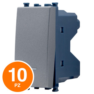 MAPAM Interruttore Unipolare Spia Sun-T5 SUN-F961GR Grigio - Confezione 10pz - mod. SUN-F961GR - Compatibile con Vimar ARKÉ