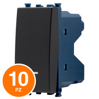 MAPAM Interruttore Unipolare Spia Sun-T5 SUN-F961NE Nero - Confezione 10pz - mod. SUN-F961NE - Compatibile con Vimar ARKÉ
