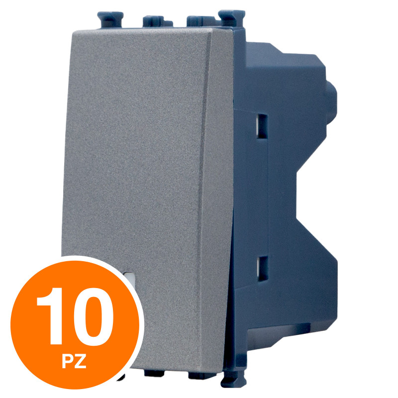 MAPAM Interruttore Unipolare Sun-T5 SUN-F901GR Grigio - Confezione 10pz - mod. SUN-F901GR - Compatibile con Vimar ARKÉ