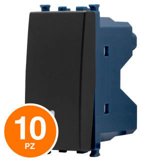 MAPAM Interruttore Unipolare Sun-T5 SUN-F901NE Nero - Confezione 10pz - mod. SUN-F901NE - Compatibile con Vimar ARKÉ