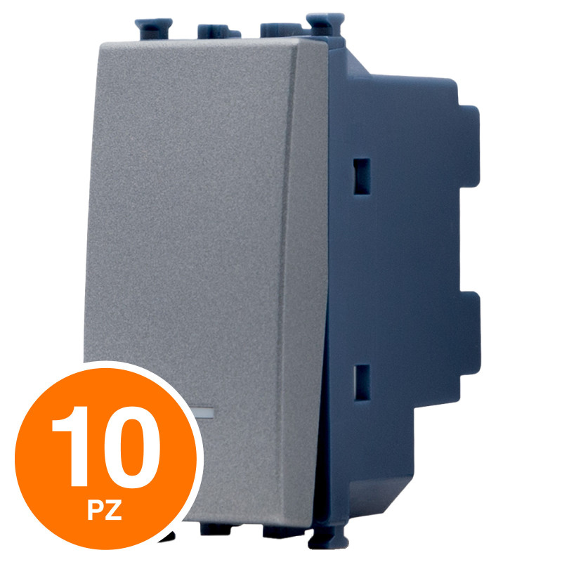 MAPAM Invertitore Unipolare Spia Sun-T5 SUN-F964GR Grigio - Confezione 10pz - mod. SUN-F964GR - Compatibile con Vimar ARKÉ
