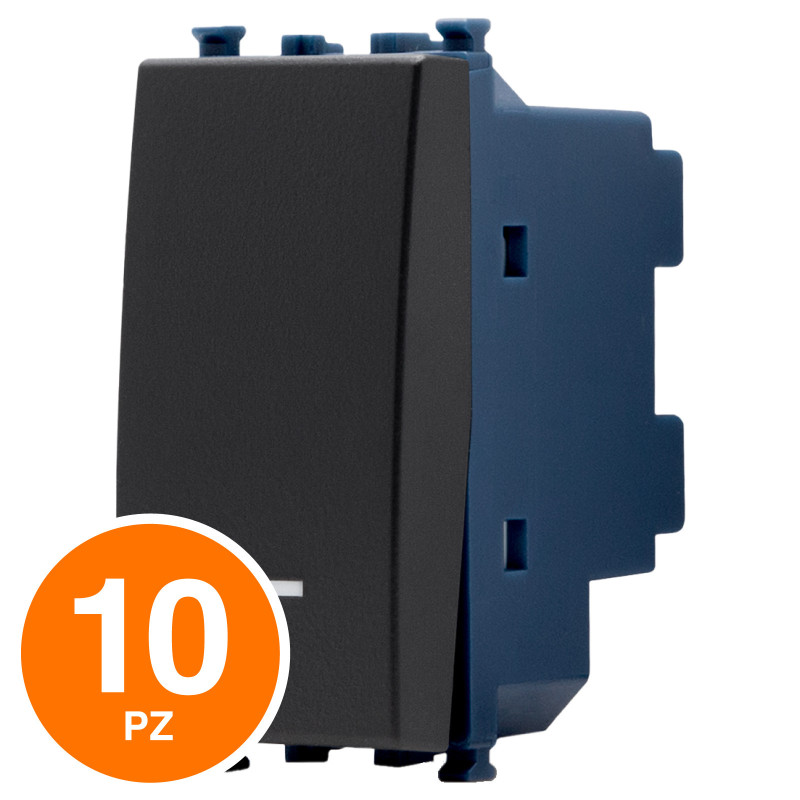 MAPAM Invertitore Unipolare Spia Sun-T5 SUN-F964NE Nero - Confezione 10pz - mod. SUN-F964NE - Compatibile con Vimar ARKÉ