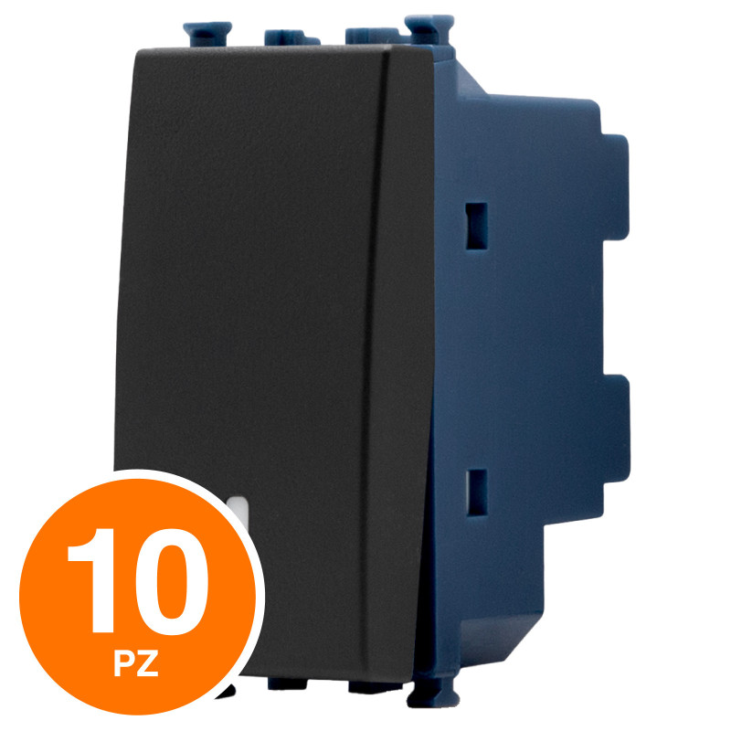 MAPAM Invertitore Unipolare Sun-T5 SUN-F904NE Nero - Confezione 10pz - mod. SUN-F904NE - Compatibile con Vimar ARKÉ