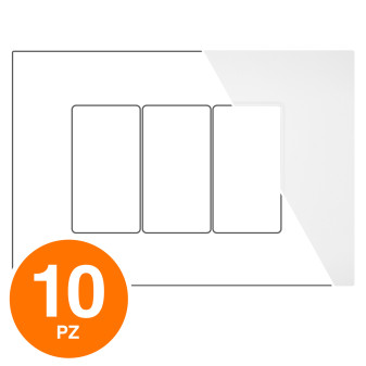 MAPAM Placca Tecnopolimero Sun-T5 3P SUN-P9003-BI Bianco - Confezione 10pz - mod. SUN-P9003-BI - Compatibile con Vimar ARKÉ