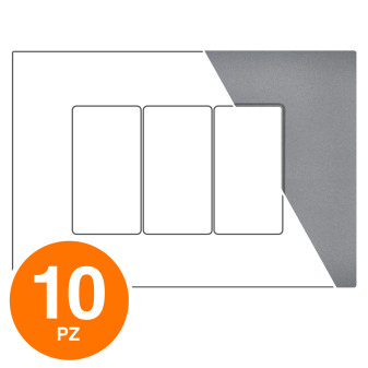 MAPAM Placca Tecnopolimero Sun-T5 3P SUN-P9003-GR Grigio - Confezione 10pz - mod. SUN-P9003-GR - Compatibile con Vimar ARKÉ