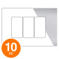 MAPAM Placca Tecnopolimero Sun-T5 3P SUN-P9003-SI Silver - Confezione 10pz - mod. SUN-P9003-SI - Compatibile con Vimar ARKÉ
